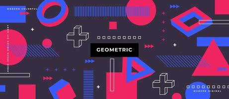 80-tals sömlösa mönster med geometriska former i memphis-stil. cirklar, kvadrater och trianglar. färgglad abstrakt bakgrund vektor