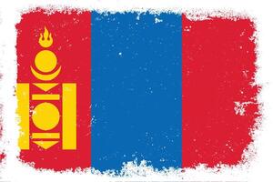 Jahrgang eben Design Grunge Mongolei Flagge Hintergrund vektor