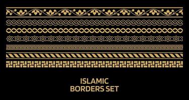 islamic gräns uppsättning guld mönster vektor