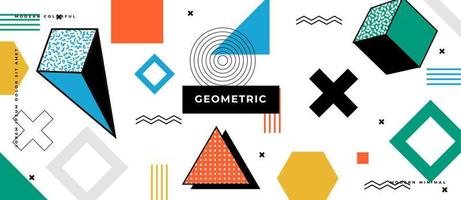 abstraktes minimales geometrisches Muster, Formen, Punkte, Linien im Memphis-Stil auf weißem Hintergrund vektor