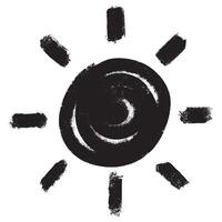 Gekritzel skizzieren Stil von Sonne Karikatur Hand gezeichnet Illustration zum Konzept Design. Fett gedruckt Bürste gezeichnet Sonne. vektor