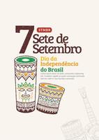 Brasilien oberoende dag 7 de setembro med illustrationer av ritad för hand gitarrer och brasiliansk hand trummor. trendig grunge stämpel Brasilien oberoende dag affisch. vektor