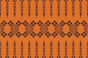 traditionell schwarz ethnisch Motive Ikat geometrisch Stoff Muster Kreuz Stich.ikat Stickerei ethnisch orientalisch Pixel braun Hintergrund. Abstrakt, Illustration. Textur, Dekoration, Tapete. vektor