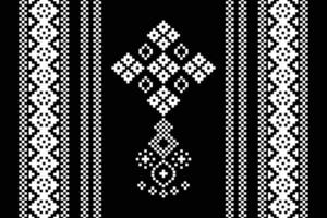 traditionell schwarz ethnisch Motive Ikat geometrisch Stoff Muster Kreuz Stich.ikat Stickerei ethnisch orientalisch Pixel schwarz Hintergrund. Abstrakt, Illustration. Textur, Dekoration, Tapete. vektor