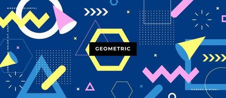 Memphis-Stil, abstraktes geometrisches Muster mit geometrischen Formen. 80er Jahre Retro-Futurismus-Stil. Vektor-Illustration-Hintergrund. vektor