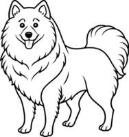 Hand Zeichnung Hund Linie Kunst, samoyed Rasse vektor