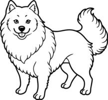 Hand Zeichnung Hund Linie Kunst, samoyed Rasse vektor