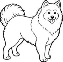 Hand Zeichnung Hund Linie Kunst, samoyed Rasse vektor