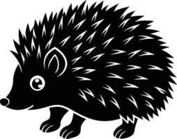 ein schwarz und süß Silhouette von ein Igel vektor