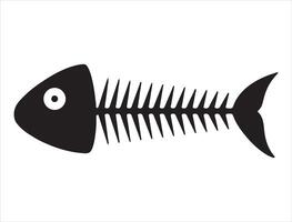 fisk skelett silhuett på vit bakgrund vektor