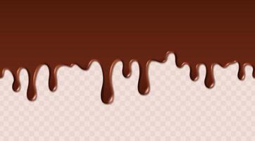 geschmolzen braun realistisch Schokolade fließen runter. vektor