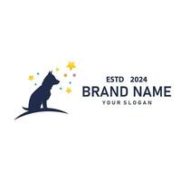 inländisch Hund Logo Tier Pflege Silhouette Design einfach modern Vorlage vektor