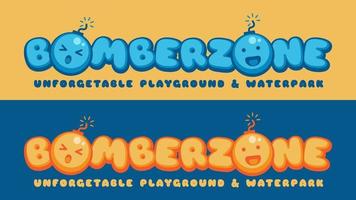 Illustration des Charakters der geschnittenen Bombe auf der Logo-Design-Vorlage. Geeignet für den Einsatz auf Spielplatz, Spielzeugladen, Wasserpark und anderen Produkten oder Dienstleistungen für Kinder. vektor