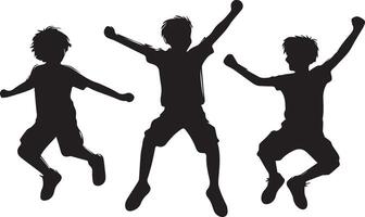 Kinder Silhouette auf Weiß Hintergrund. Kind genießen, gehen zu Schule Illustration. Kind Logo vektor