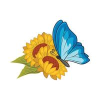 Illustration von Sonnenblume mit Schmetterling vektor