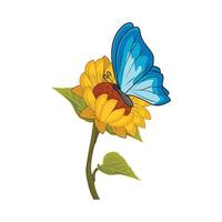 Illustration von Sonnenblume mit Schmetterling vektor