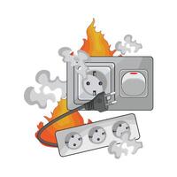 illustration av elektrisk uttag brand vektor