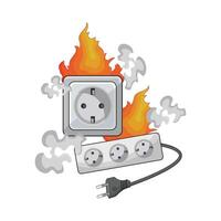 illustration av elektrisk uttag brand vektor