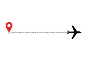 Flugzeug gepunktet Route Linie das Weg Flugzeug. fliegend mit ein gestrichelt Linie von das beginnend Punkt und entlang das Weg. Illustration vektor