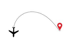 Flugzeug gepunktet Route Linie das Weg Flugzeug. fliegend mit ein gestrichelt Linie von das beginnend Punkt und entlang das Weg. Illustration vektor