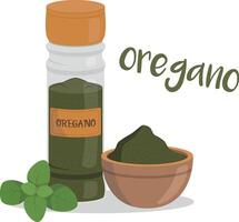 Oregano Illustration isoliert im Karikatur Stil. Kräuter und Spezies Serie vektor