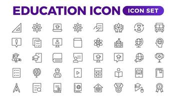 utbildning linje ikon samling. uppsättning av linje ikoner av utbildning för modern koncept, webb, och appar. uppsättning av platt tecken och symboler för webb och appar. vektor