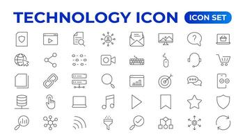 Technologie Linie Symbole. technologisch und Gerät im verschiedene Branchen. Symbole zum Webseiten, Anwendungen und kreativ Gliederung Symbol. vektor