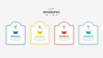 vier Schritt Infografik Element Design Vorlage zum Präsentation. Prozess Diagramm und Präsentationen Schritt, Arbeitsablauf Layout, Banner, fließen Diagramm, die Info Grafik Illustration. vektor