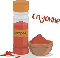 Cayenne Illustration isoliert im Karikatur Stil. Kräuter und Spezies Serie vektor