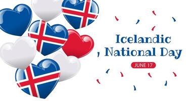 isländisch National Tag. Banner mit Island Flaggen im das gestalten von ein Herz. Urlaub Illustration. vektor