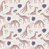 nahtloses Muster mit Giraffe und Palmen. kreative dschungel kindliche textur. ideal für Stoff, Textilvektorillustration vektor