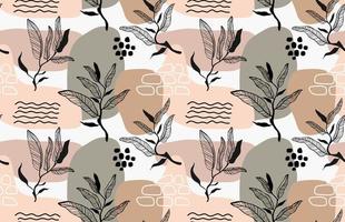 tropische Blätter handgezeichnetes nahtloses Muster. botanisches trendiges Design in rosa und grünen Farben. Vektor-Wiederholungsdesign für Stoff, Tapete oder Packpapier. vektor