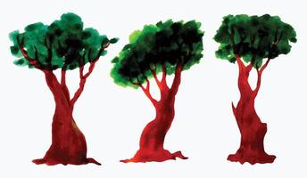 Aquarell Bäume Sammlung vektor