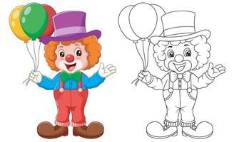 söt clown med ballonger färg illustration vektor