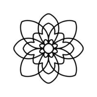 enkel form mandala blommor, abstrakt blommig element, meditativ blomma motiv. blomma tecken och symbol. vektor