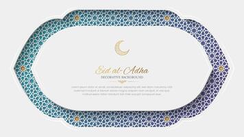 eid al-adha dekorativ Weiß Luxus Zier Hintergrund mit Arabeske Rand Muster vektor