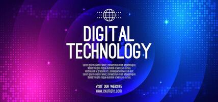 abstrakt digital teknologi trogen krets blå rosa bakgrund, cyber vetenskap teknik, innovation kommunikation framtida, ai stor data, internet nätverk förbindelse, moln hi-tech illustration 3d vektor