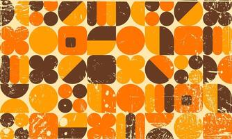 årgång retro nostalgisk 60s 70s estetisk geometrisk former mönster bakgrund med grov spillts bläck repig skriva ut textur vektor