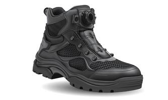 realistisk svart vandring sko säker sudd tyg på vit design för män vektor