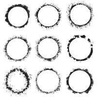 Sammlung von Grunge Stil schwarz Tinte Schlaganfall Kreis Grenzen vektor