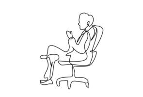 Vorsitzender Manager zuversichtlich cool entspannen Stuhl sitzt Linie Kunst Design vektor