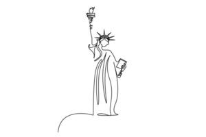 Amerika Neu York Stadt Statue von Freiheit Linie einfach minimalistisch Kunst Konzept vektor