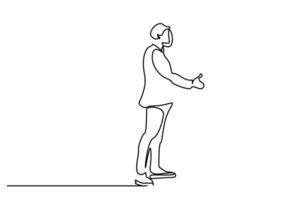 Geschäftsmann Stehen passen Handschlag Zustimmung Büro einer Linie Kunst vektor