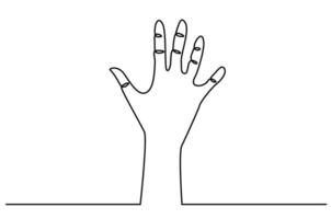Mensch Hand fünf Finger Hilfe Unterstützung Hallo Gruß Linie Zeichen vektor