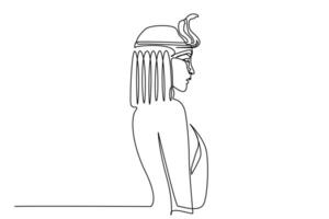 ung attraktiv skön historisk egypten prinsessa cleopatra profil linje konst vektor