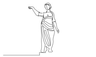 griechisch Frau schön Skulptur einer Single Linie Kunst vektor