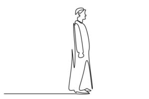 Erwachsene Mann arabisch Kleid posiert voll Länge einer Linie Kunst Design vektor