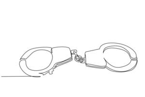 Polizei Handschellen Objekt einer Single Linie Kunst vektor