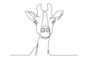 giraff gasell däggdjur djur- huvud porträtt linje konst vektor