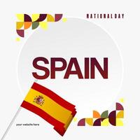 spanska nationell dag fyrkant baner i färgrik modern geometrisk stil. nationell och oberoende dag hälsning kort med Spanien flagga. bakgrund fira nationell Semester fest vektor